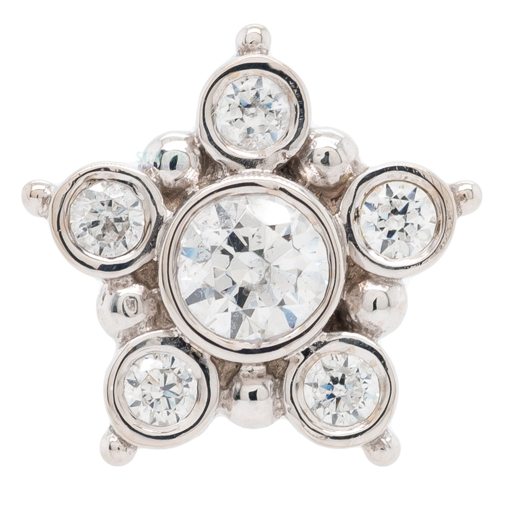 "Lucinda" Threaded End in Gold with White CZ's
