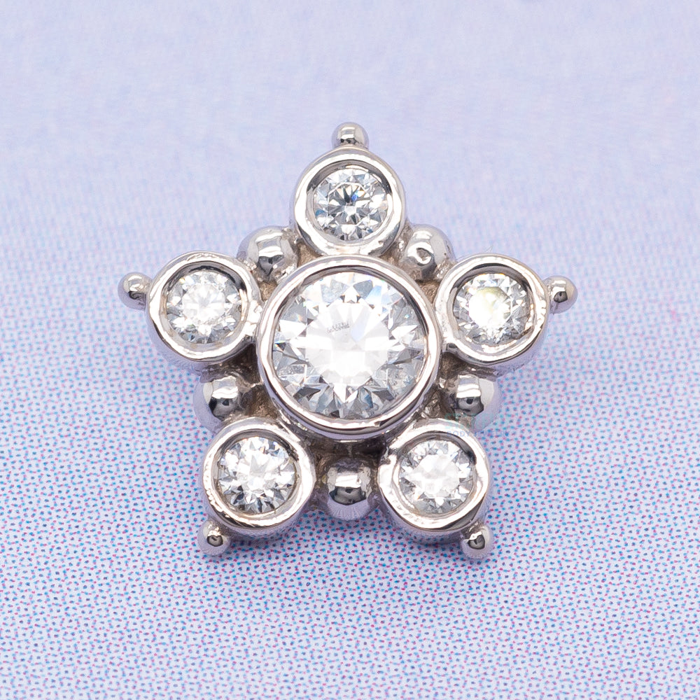"Lucinda" Threaded End in Gold with White CZ's