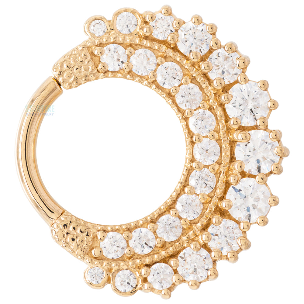 "Marilyn" Hinge Ring in Gold with White CZ's