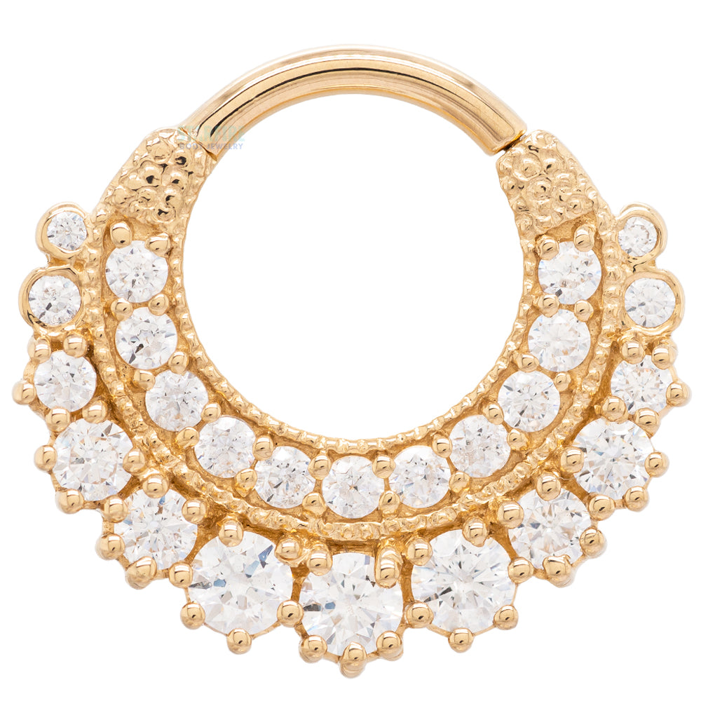 "Marilyn" Hinge Ring in Gold with White CZ's