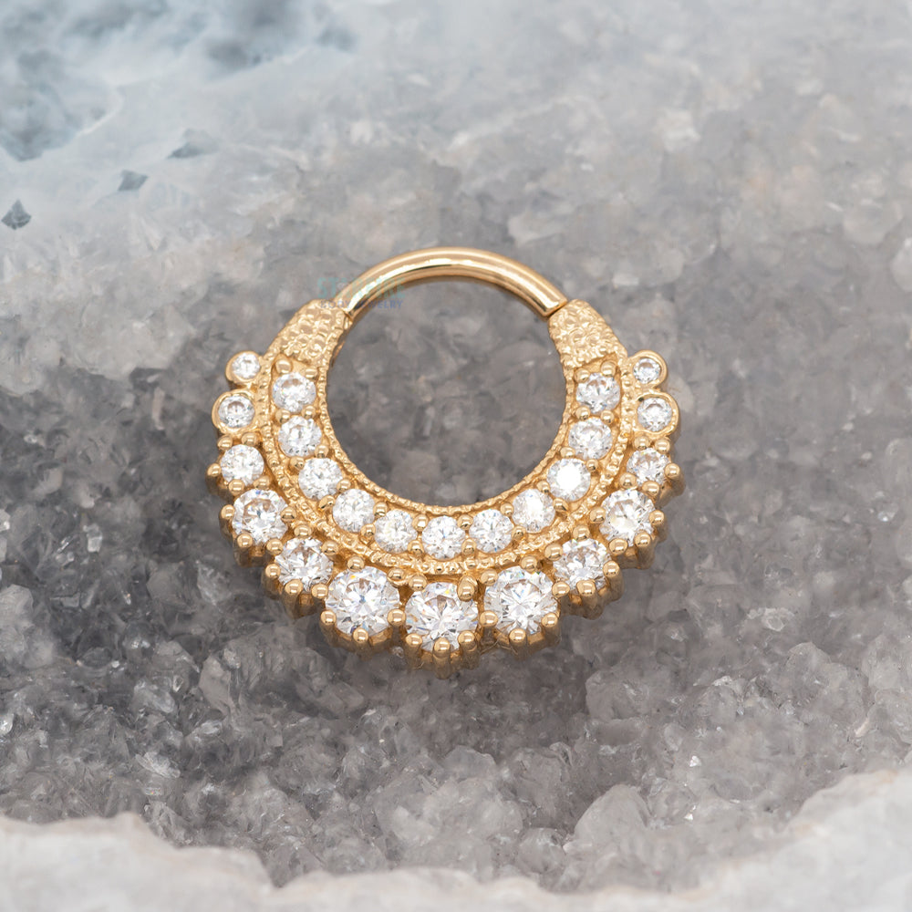 "Marilyn" Hinge Ring in Gold with White CZ's