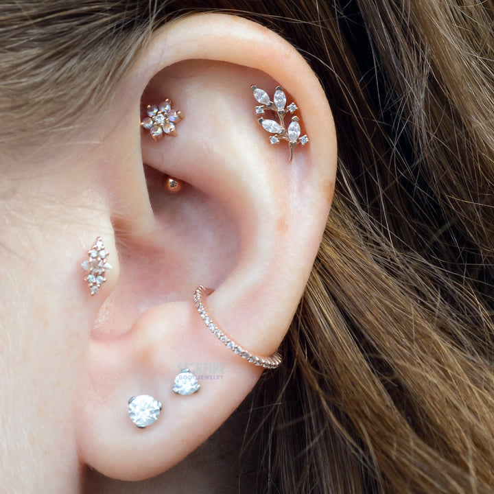 "Bitter Sweet" Threaded End in Gold with White CZ's