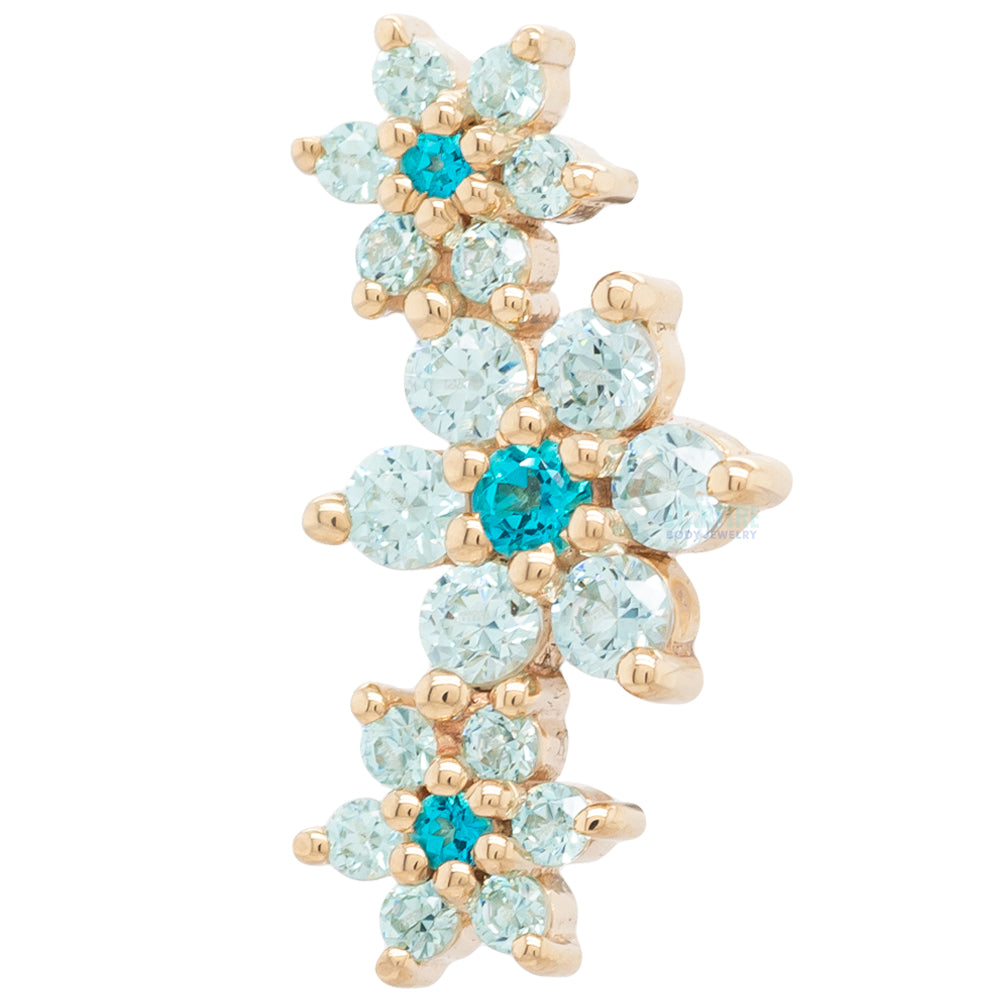"Estrella" Threaded End in Gold with Paraiba Topaz' & Cyan CZ's