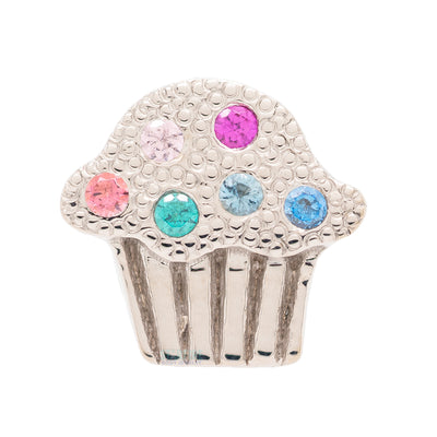 Cupcake Threaded End in Gold with Multi Color Gems