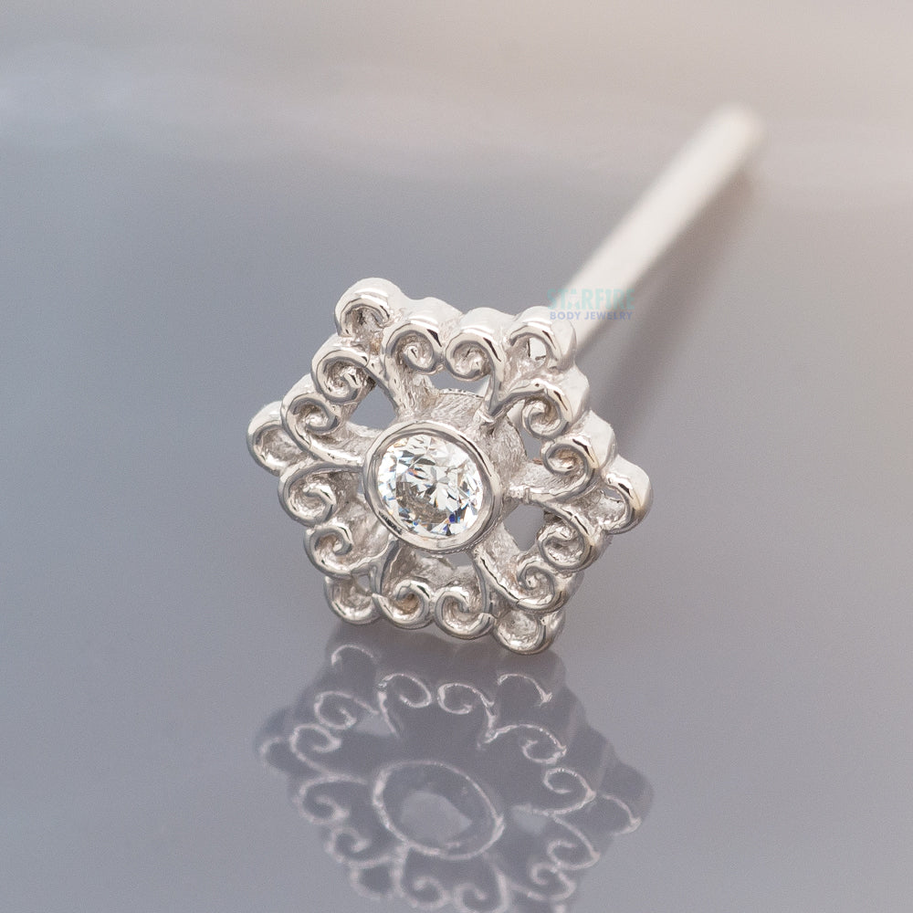 "Chloe" Nostril Screw in Gold with White CZ