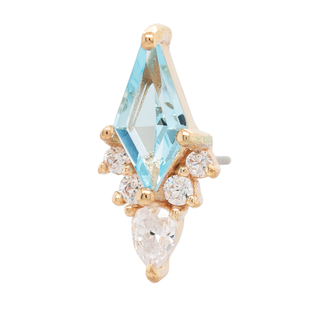 threadless: "Afterglow" End in Gold with Swiss Blue Topaz & CZ's