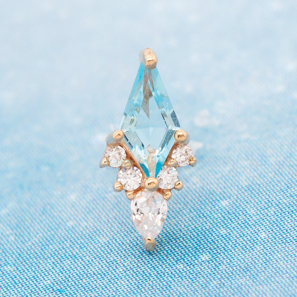 threadless: "Afterglow" End in Gold with Swiss Blue Topaz & CZ's