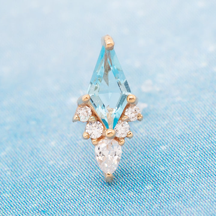 threadless: "Afterglow" End in Gold with Swiss Blue Topaz & CZ's