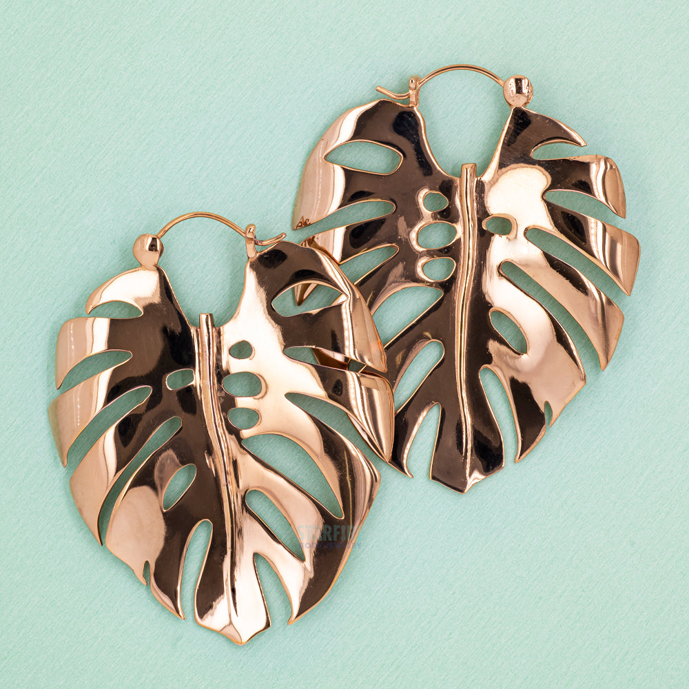 Monstera Hoop Earrings