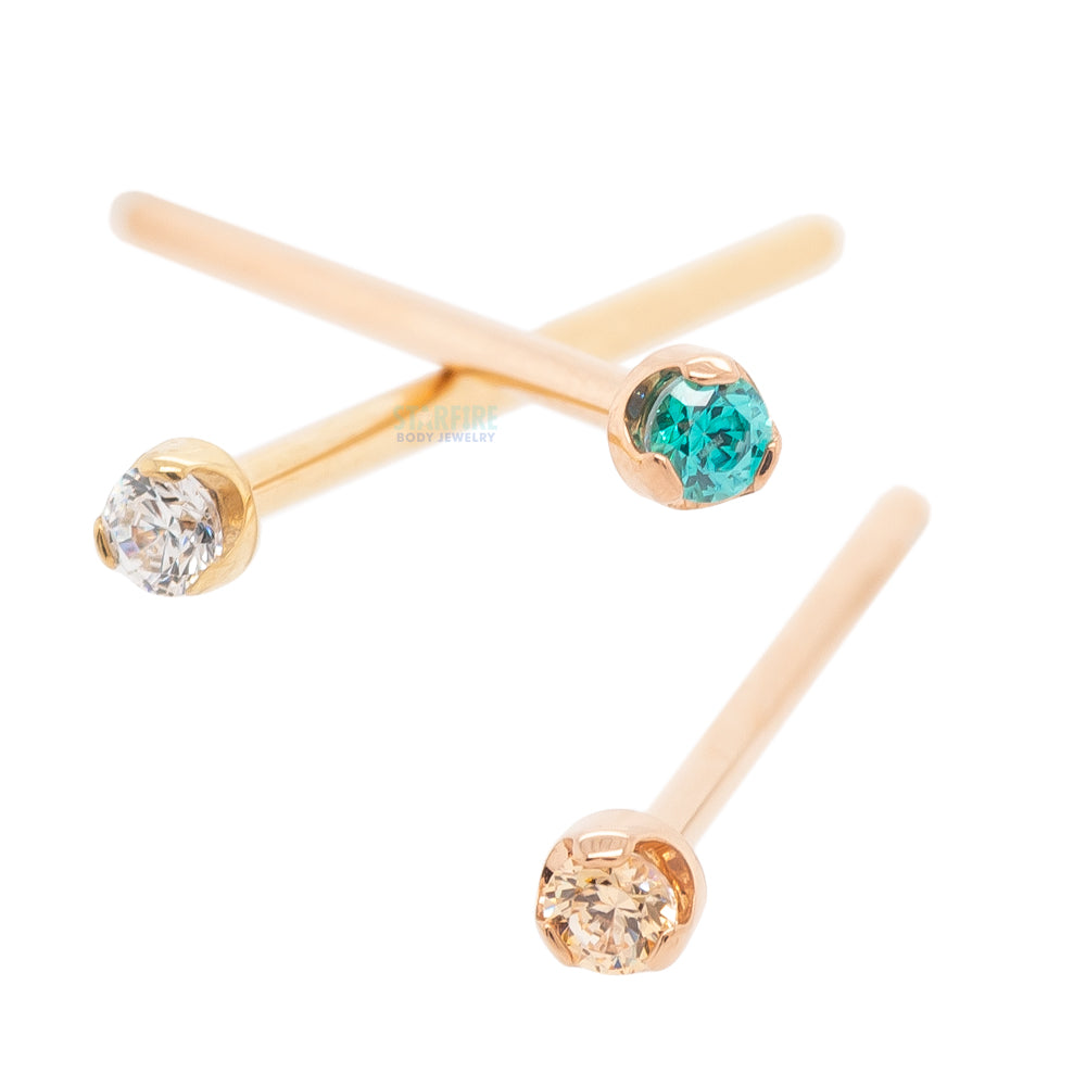 Prong-Set Nostril Screw in Gold with 2mm Brilliant-Cut Gem