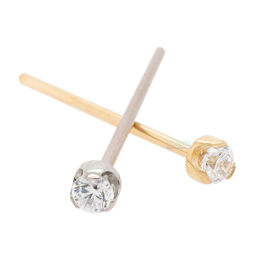 Prong-Set Nostril Screw in Gold with 3mm Brilliant-Cut Gem