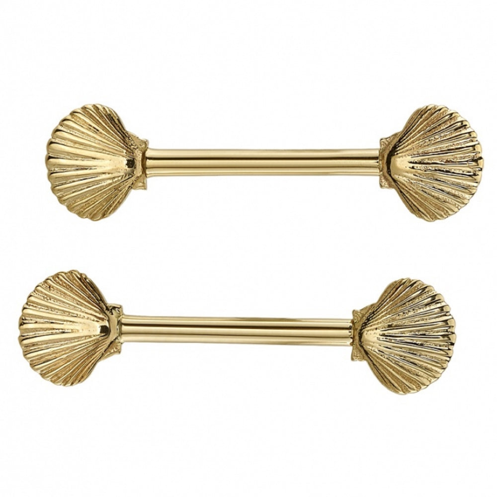 Forward Facing Seashell Nipple Barbells in Gold