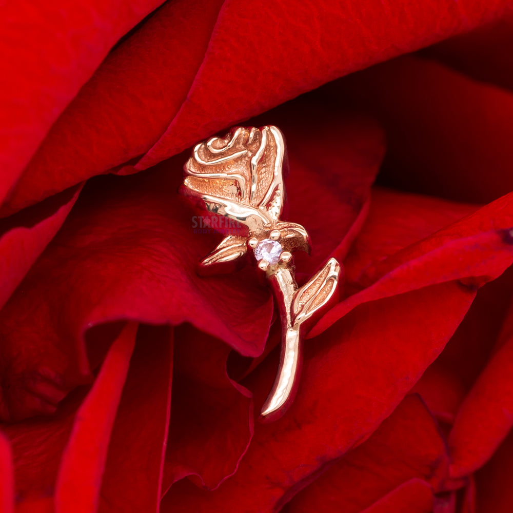 "Jess Rose" Threaded End in Gold with Light Pink Sapphire