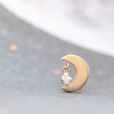 "Arcane" Threaded End in Gold with White CZ