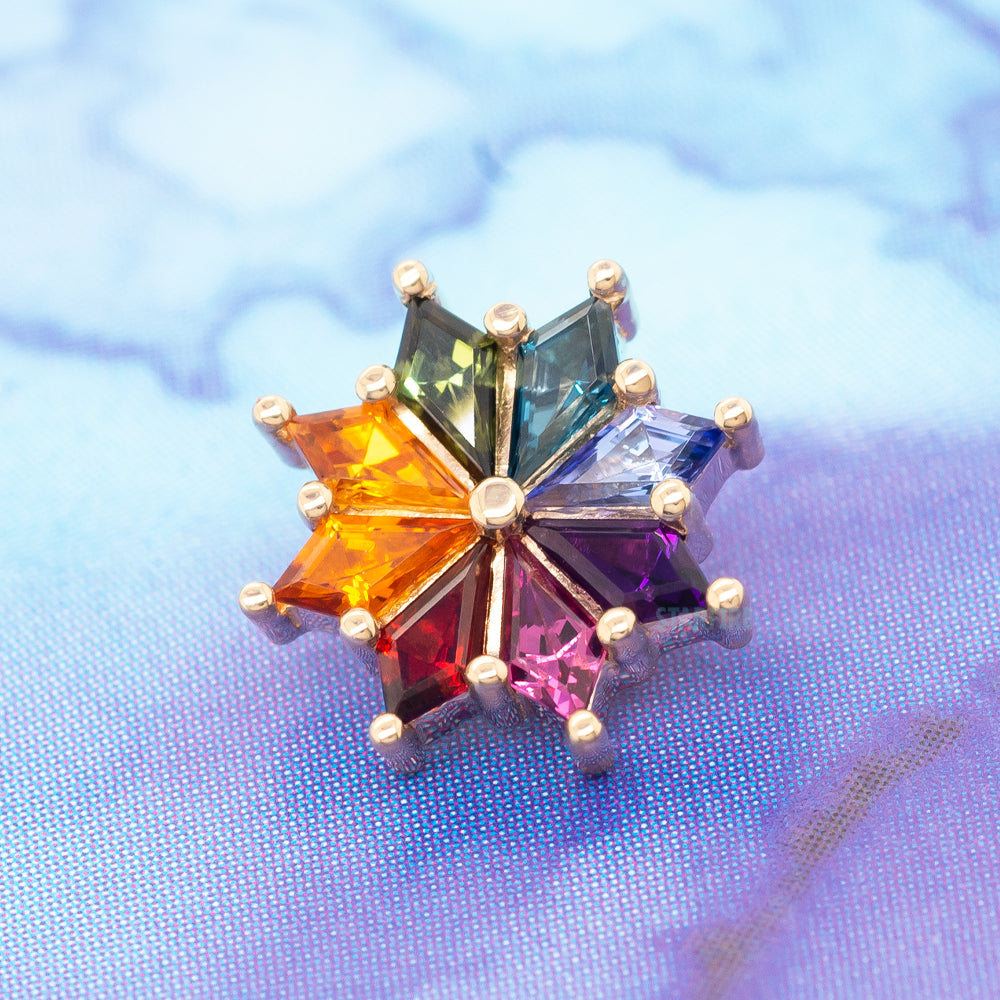 "Pablo" Threaded End in Gold Rainbow with Genuine Gemstones