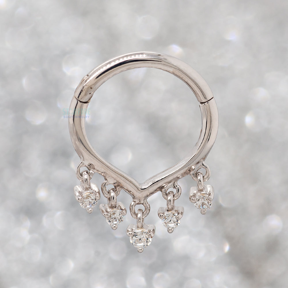 "Guestlist" Hinge Ring / Clicker in Gold with CZ's