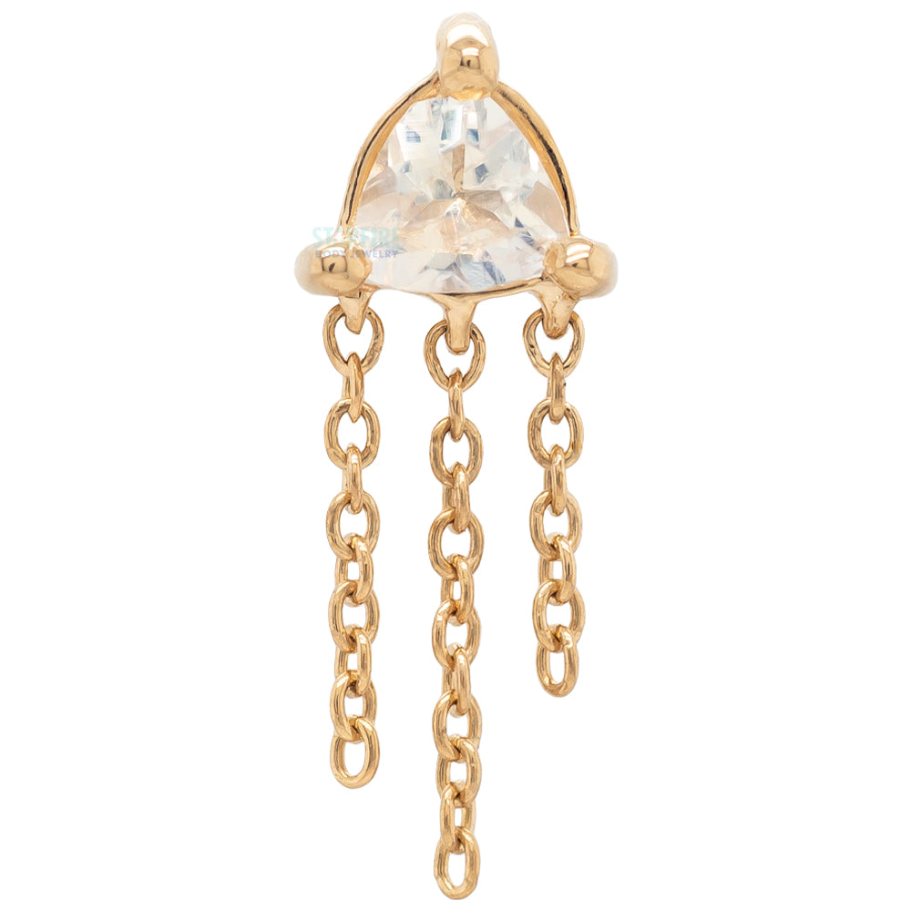 threadless: "Veronika" End with Chains in Gold with Faceted Moonstone Trillion