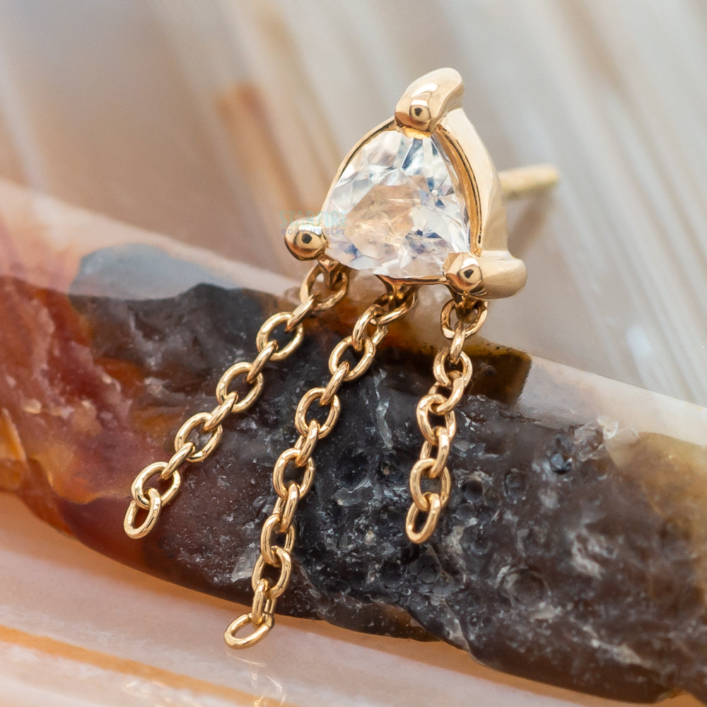 threadless: "Veronika" End with Chains in Gold with Faceted Moonstone Trillion