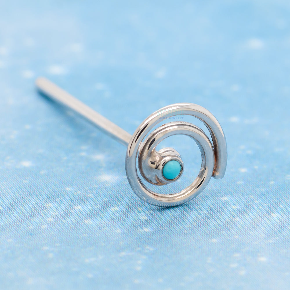 Melody Super Spiral Nostril Screw in Gold with Turquoise