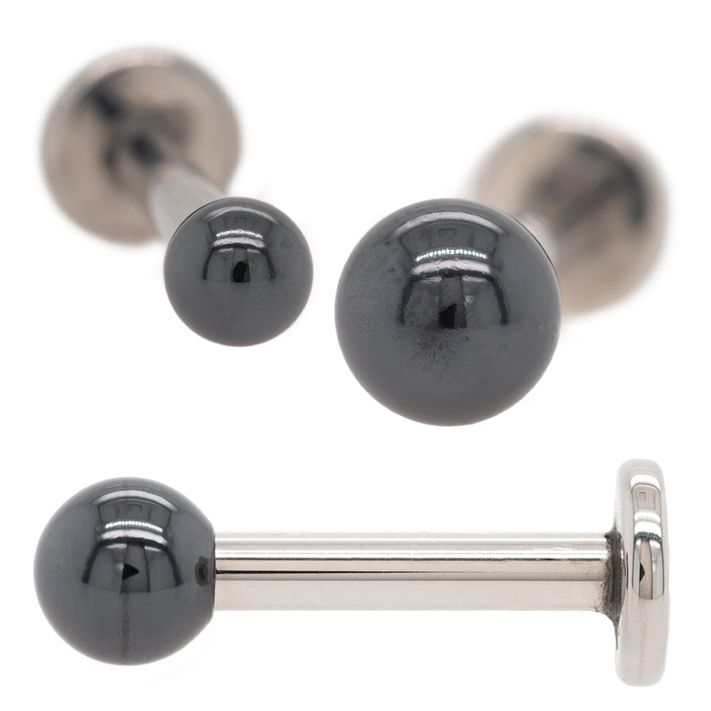 Black Niobium Ball - on flatback