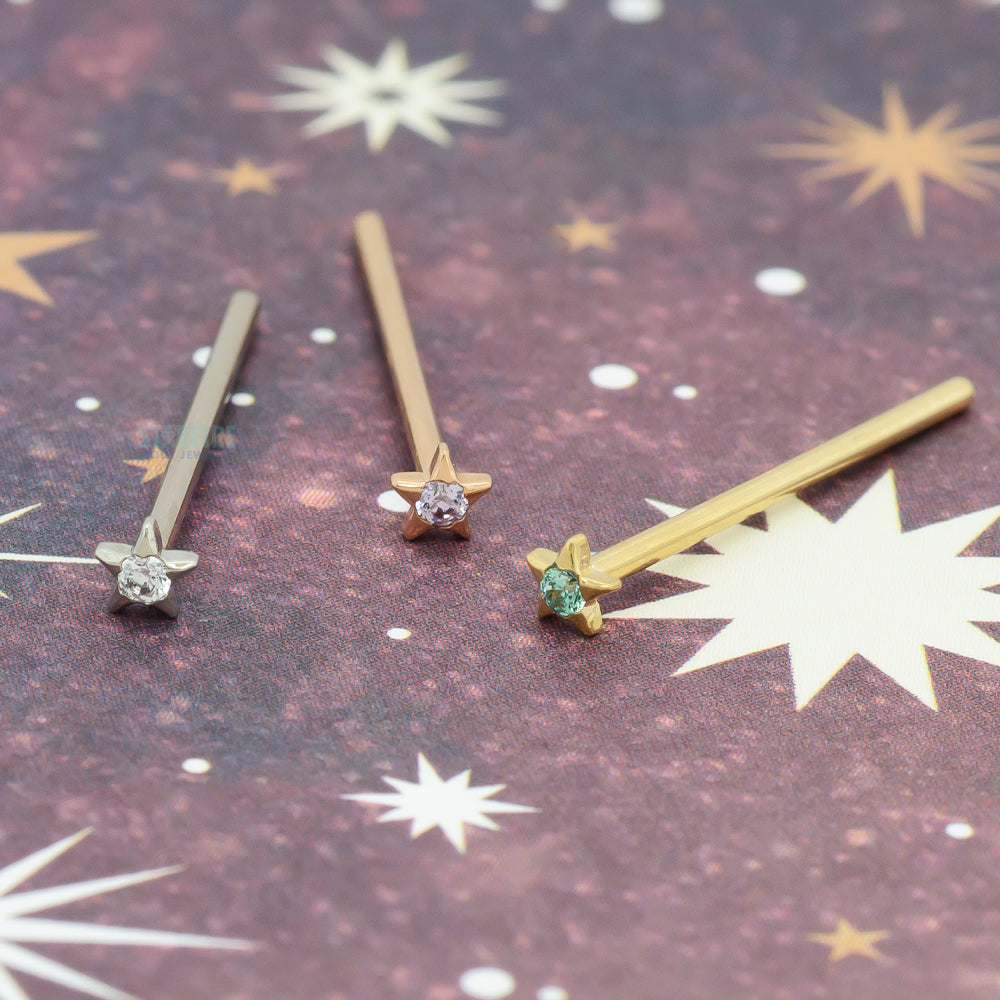 Gem Star Nostril Screw in Gold with 1.5mm Brilliant-Cut Gem