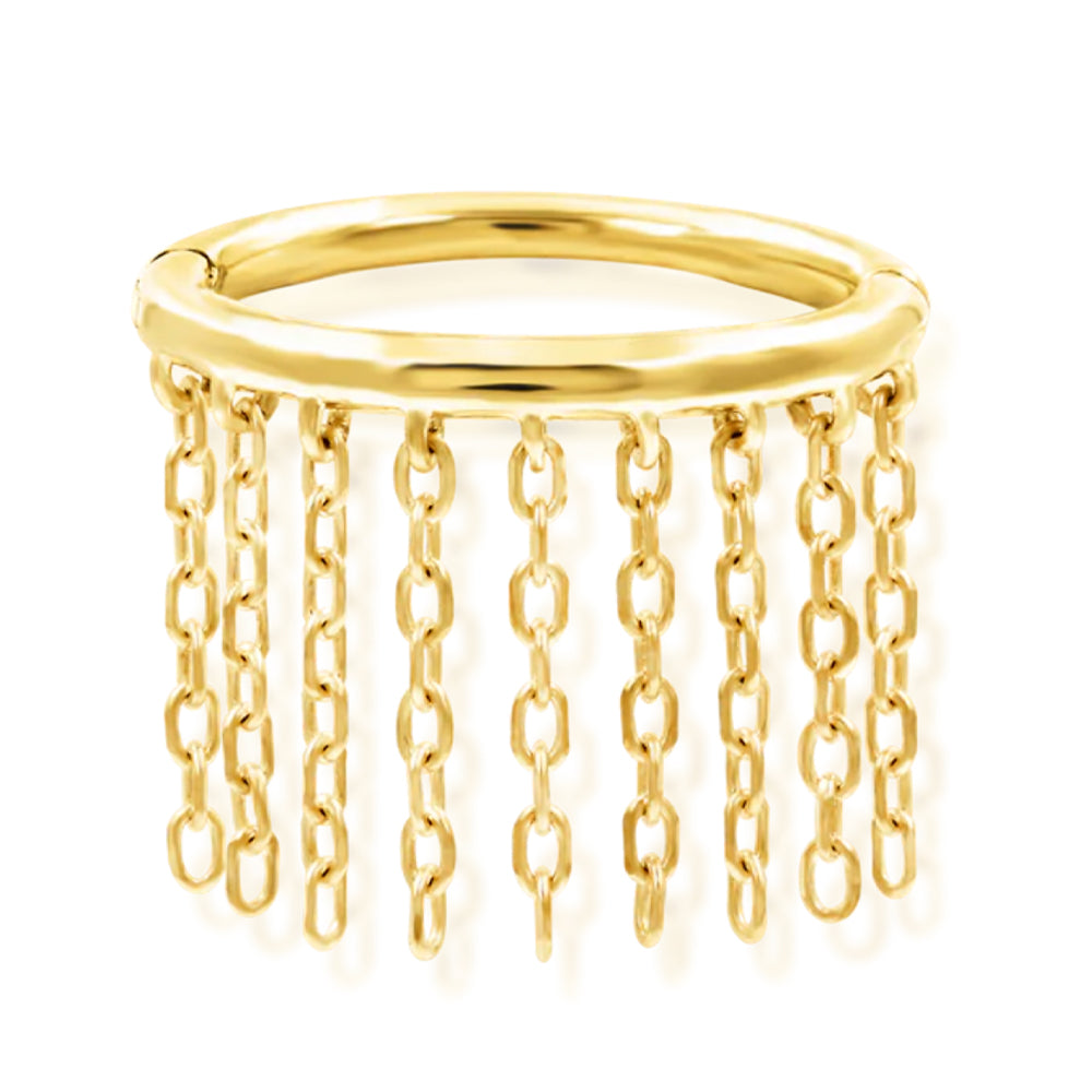 "Skylar" with Chains Hinge Ring / Clicker in Gold