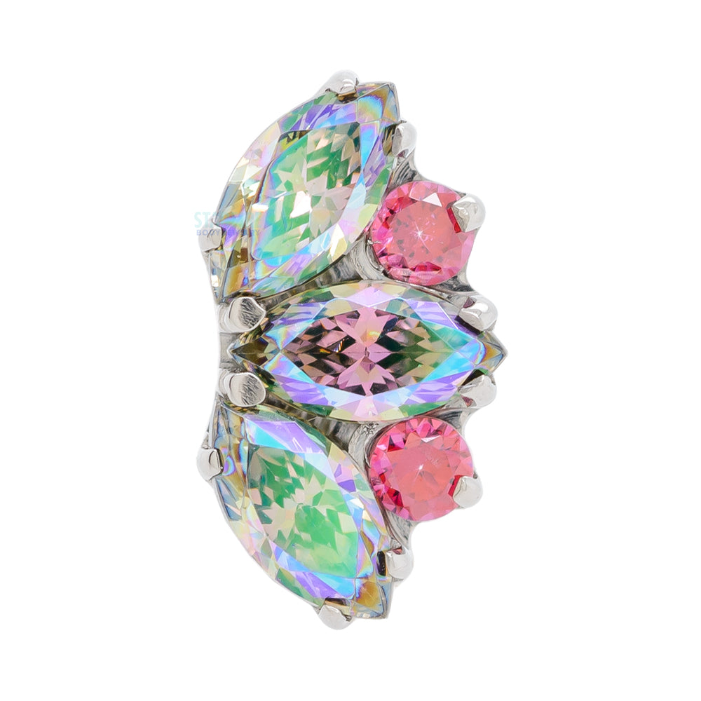 "Eden" Marquise Fan #10 Threaded End with Faceted Gems - custom color combo