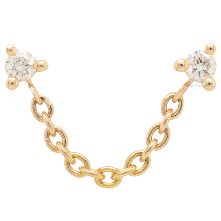 threadless: "Gemini" Chain Dual Pin End in Gold with Diamonds