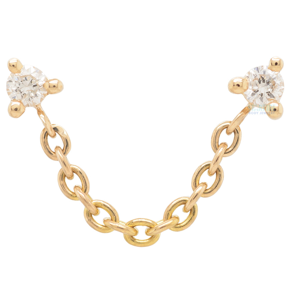 threadless: "Gemini" Chain Dual Pin End in Gold with Diamonds