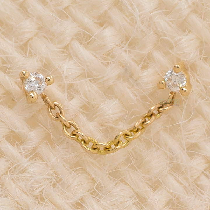 threadless: "Gemini" Chain Dual Pin End in Gold with Diamonds