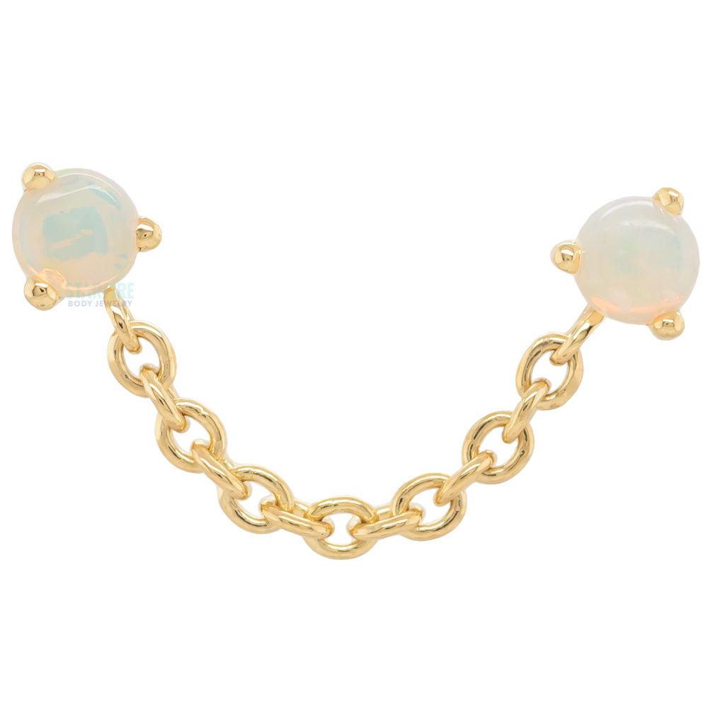 threadless: "Gemini" Chain Dual Pin End in Gold with Opals