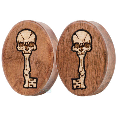 "Skull Key" Wood Oval Inlay Plugs