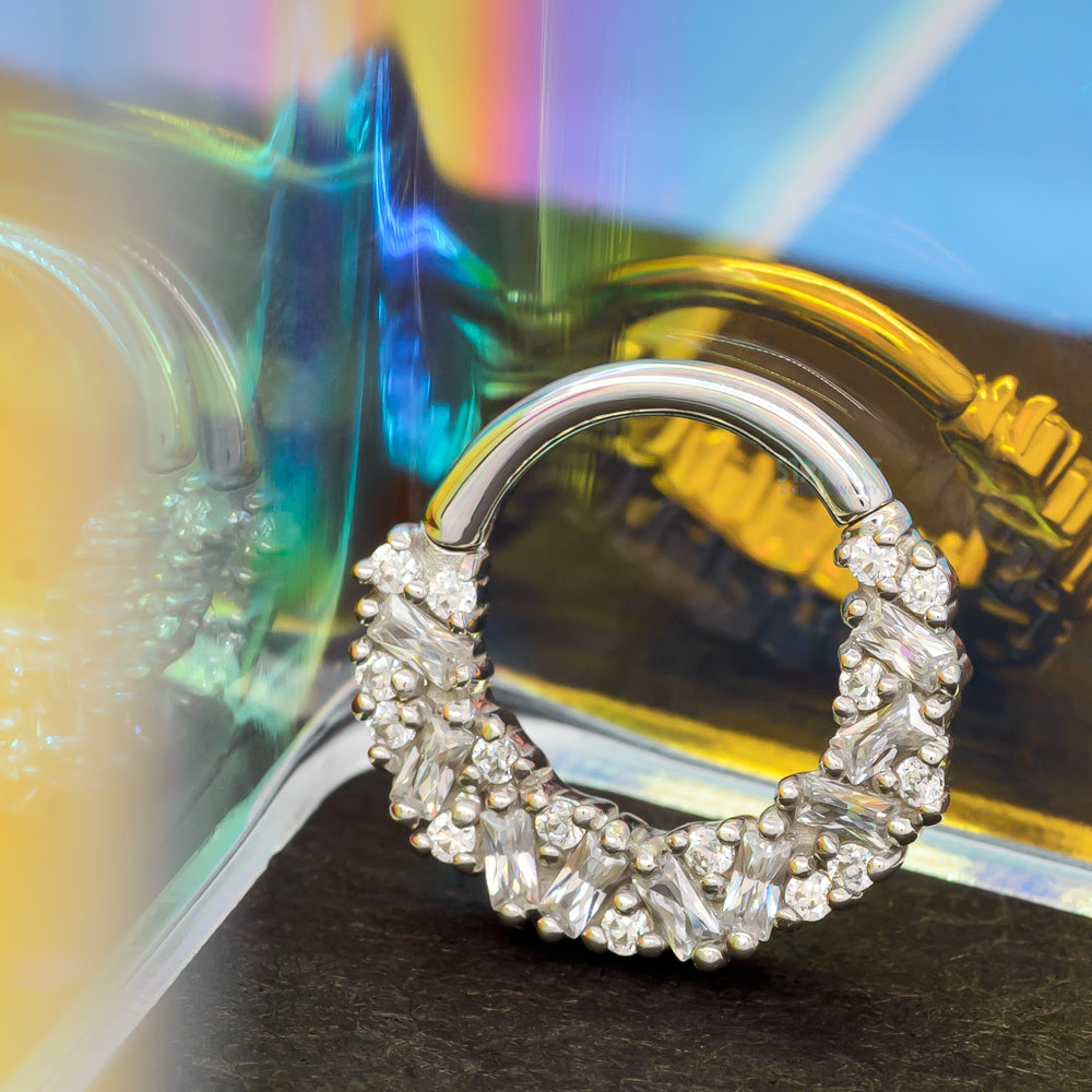 "Petty Cash" Hinge Ring / Clicker in Gold with CZ's