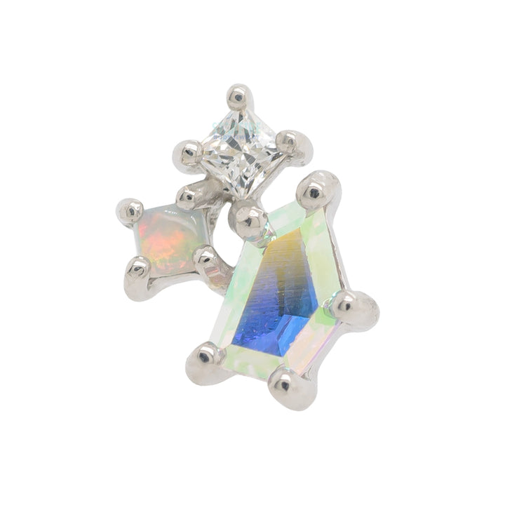 threadless: "Lyra" End in Gold with Mercury Mist Topaz, Opal, & CZ