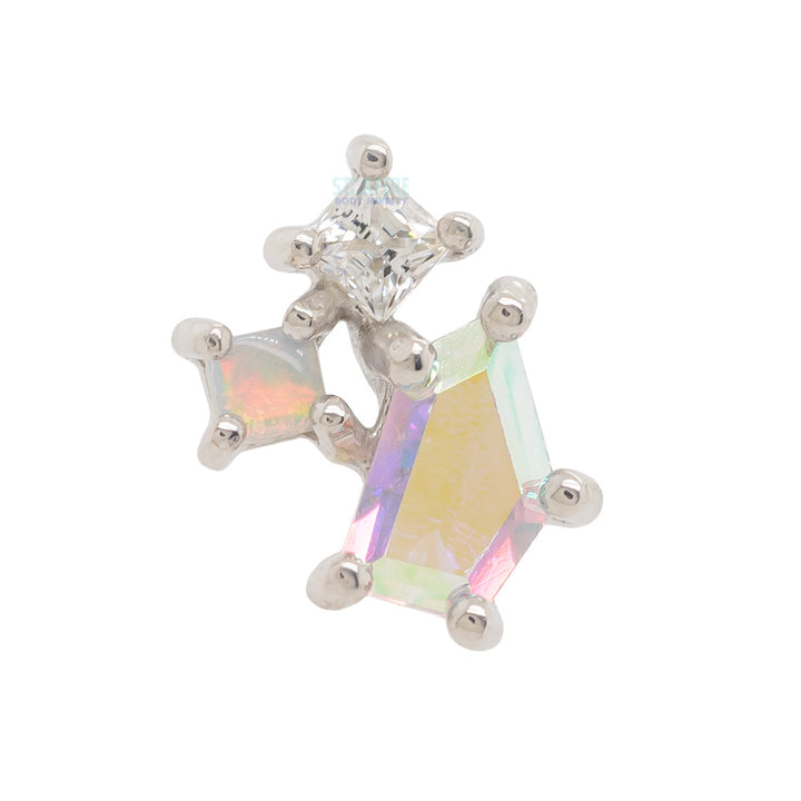 threadless: "Lyra" End in Gold with Mercury Mist Topaz, Opal, & CZ