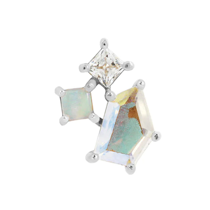 threadless: "Lyra" End in Gold with Mercury Mist Topaz, Opal, & CZ