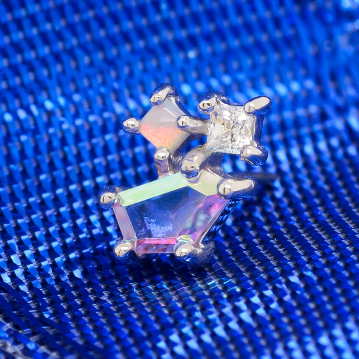 threadless: "Lyra" End in Gold with Mercury Mist Topaz, Opal, & CZ