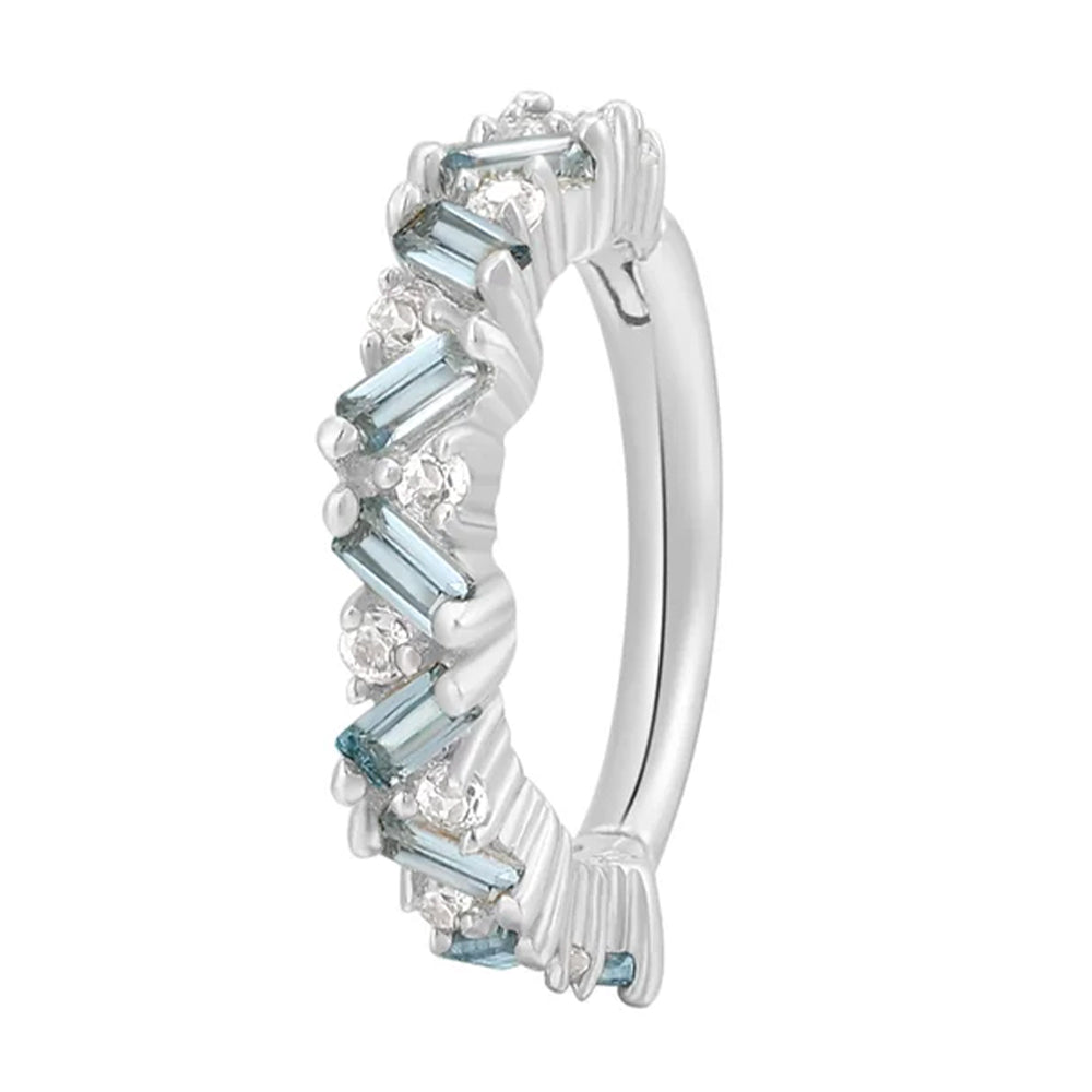 "Laguna" Hinge Ring / Clicker in Gold with London Blue & White Topaz