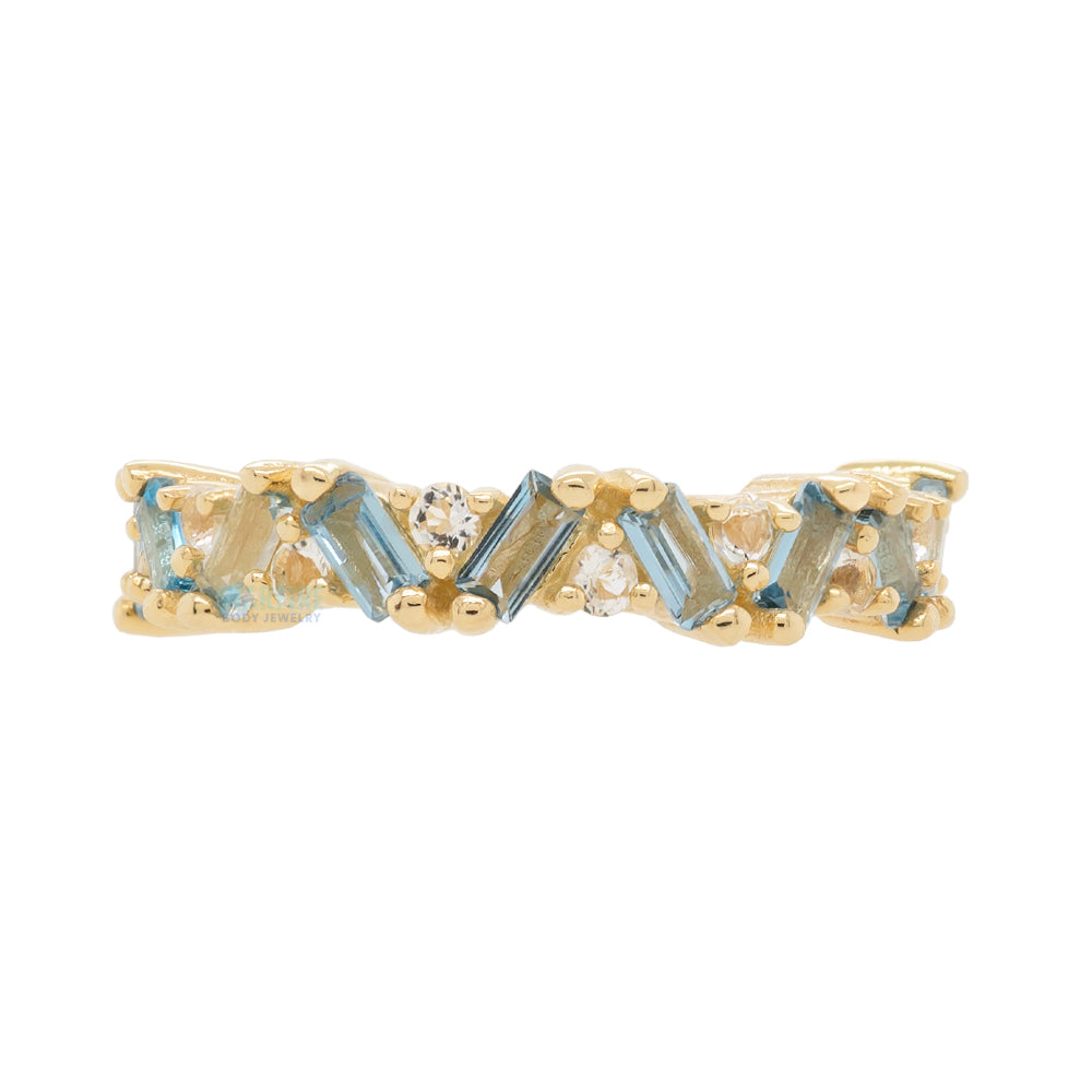 "Laguna" Hinge Ring / Clicker in Gold with London Blue & White Topaz