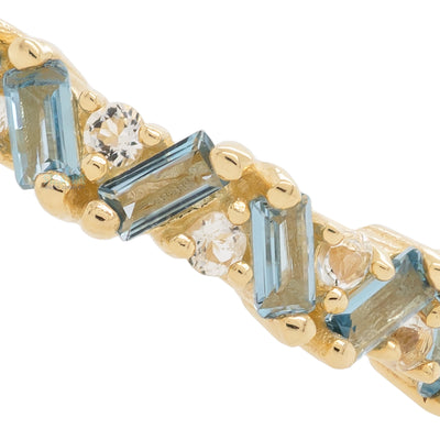 "Laguna" Hinge Ring / Clicker in Gold with London Blue & White Topaz