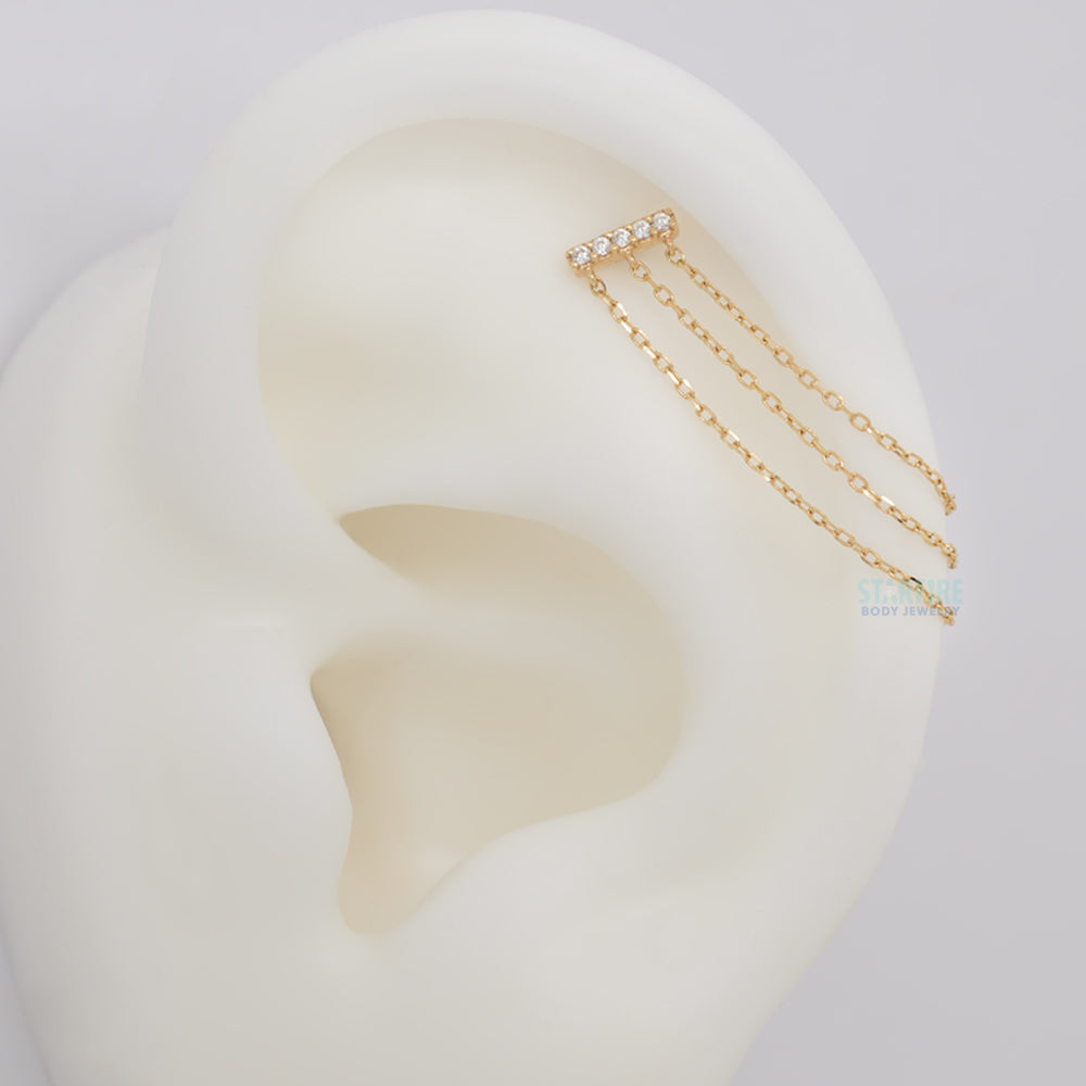 threadless: "Auralie" End with Chains in Gold with CZ's