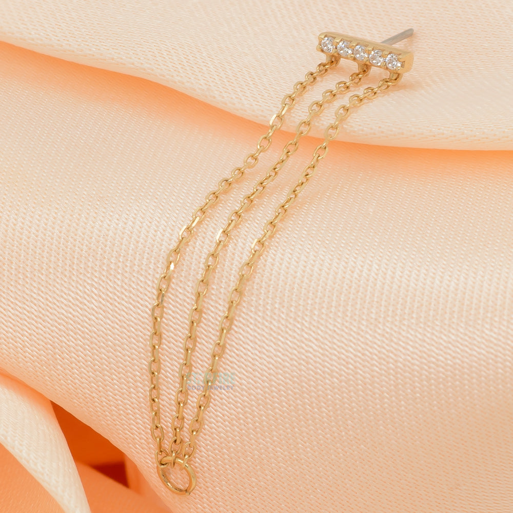 threadless: "Auralie" End with Chains in Gold with CZ's