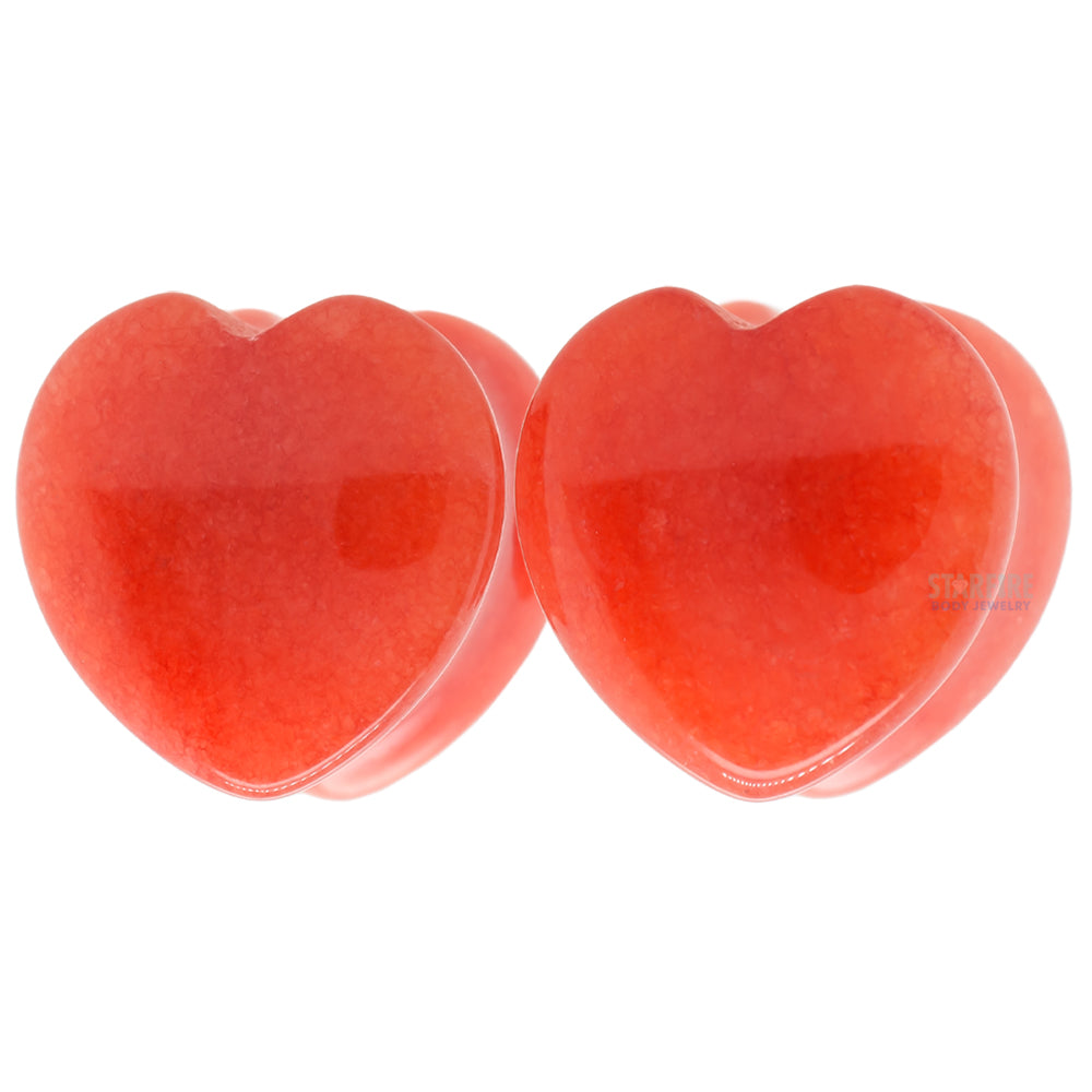 Heart Stone Plugs - Red Jade