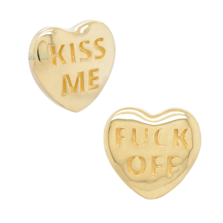 Valentine Conversation Hearts Threaded End in Gold