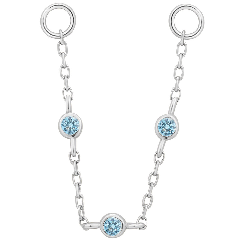 3 Bezel Chain Attachment in Gold with London Blue Topaz