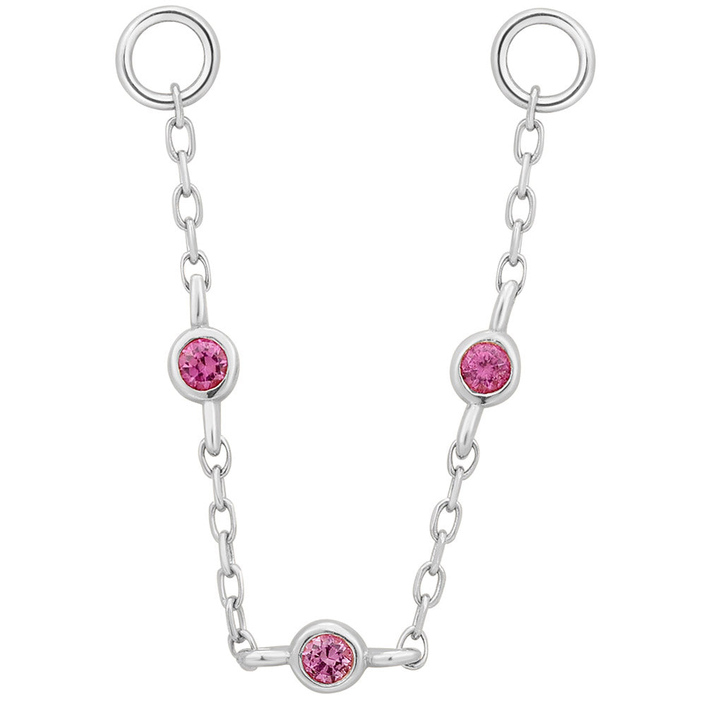 3 Bezel Chain Attachment in Gold with Pink Sapphire