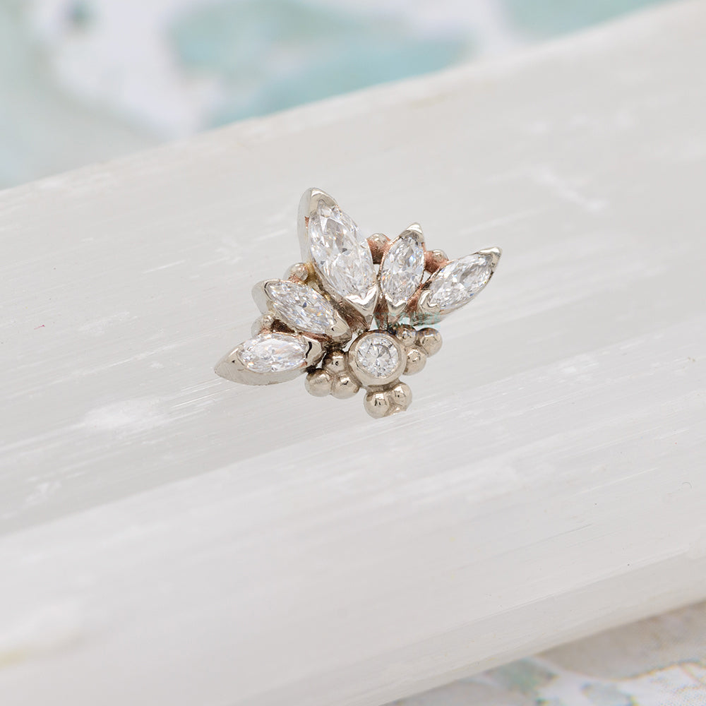 "Zasu" Threaded End in Gold with Faceted Gems