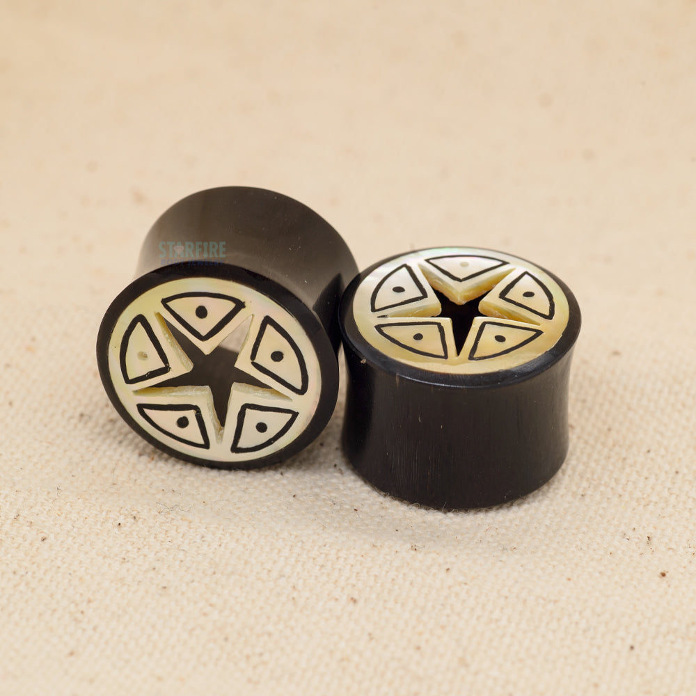 Double-Flared Horn with Mother of Pearl Plugs - Star (7/8")