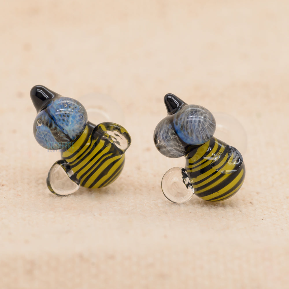 Single-Flared Bee Glass Plugs - (6 ga.)
