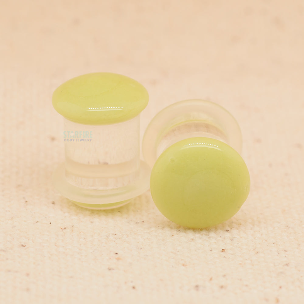 Single-Flared Glass Color Front Plugs - Green (00 ga.)